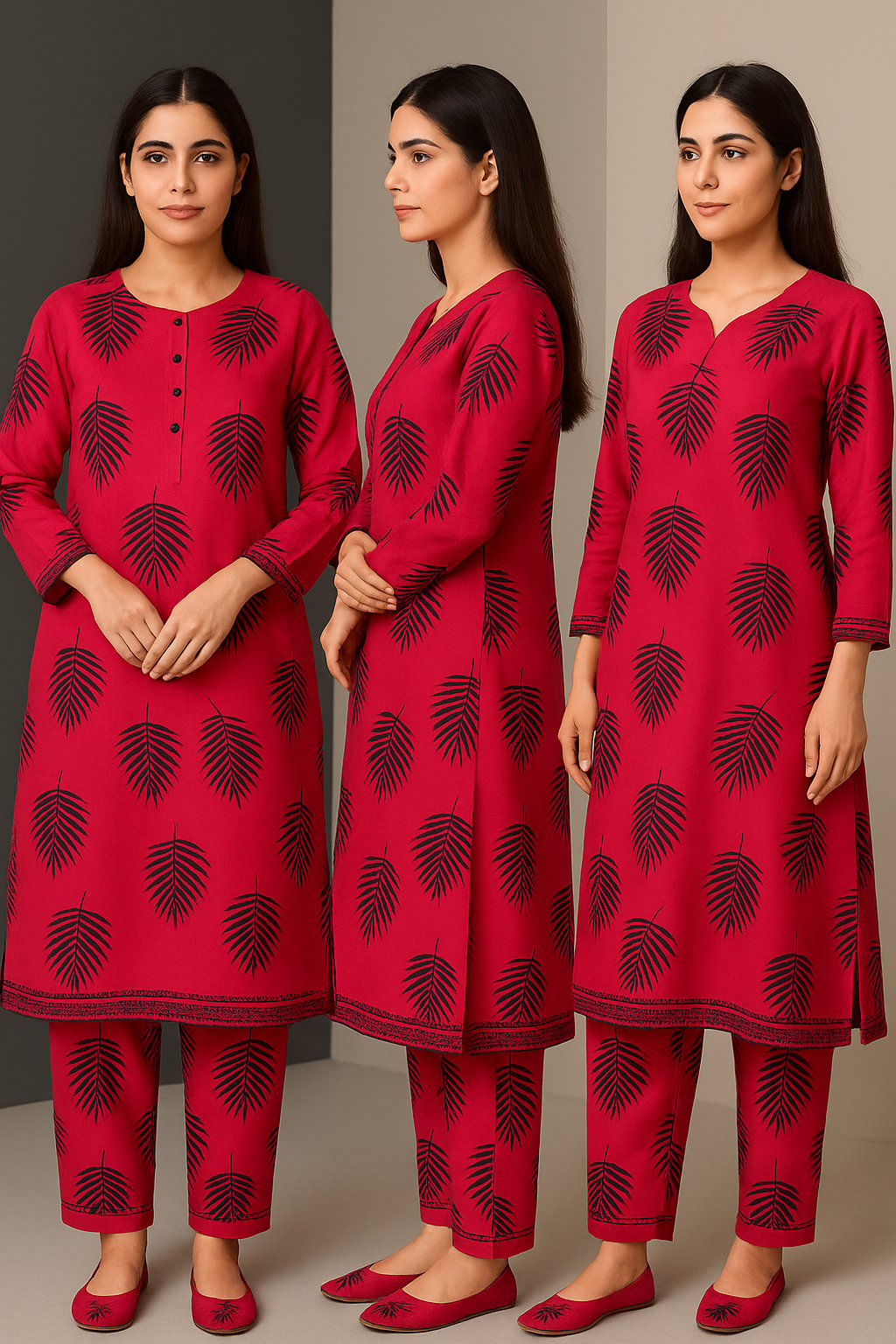 Arabic Lawn Stitched 2 piece Block printed Suit Free Size