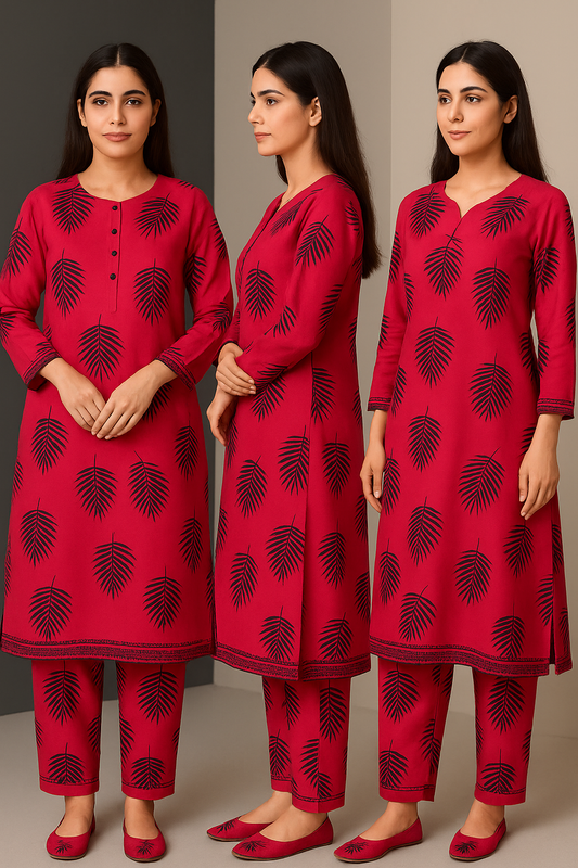 Arabic Lawn Stitched 2 piece Block printed Suit Free Size